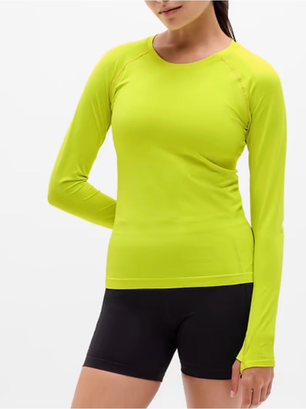 Athleta Neon Lime Long-Sleeve Momentum Flex Performance Top
